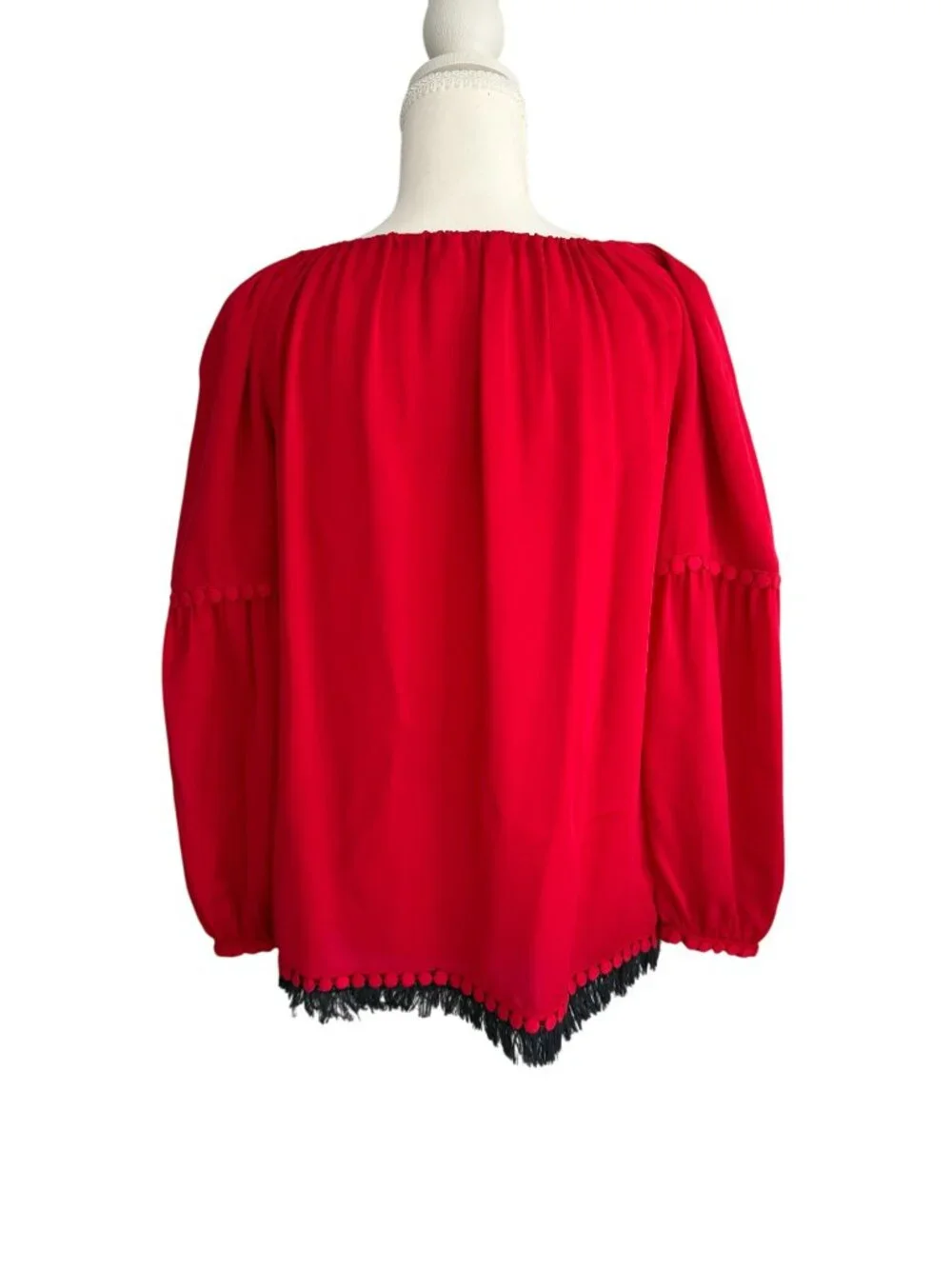 TORY BURCH Red Long Sleeve Blouson Top Size 2